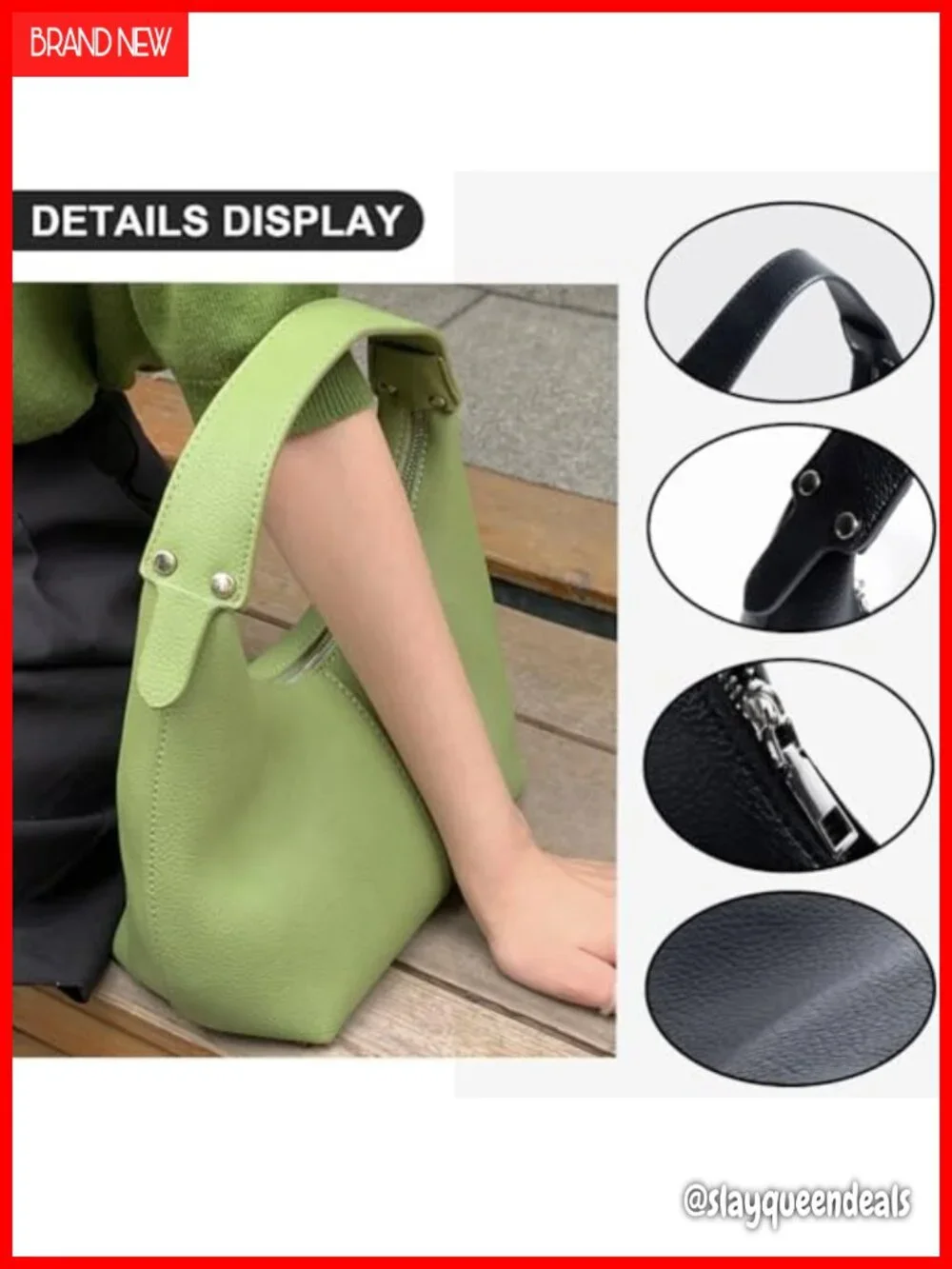 Vegan Leather Crescent Hobo Bag Shoulder Purse Y2K Slouchy Tote